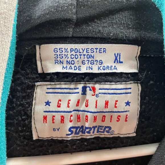 Vintage 90s Florida Marlins Hoodie Sweatshirt Mens Extra Large Starter MLB Black - Picture 10 of 15